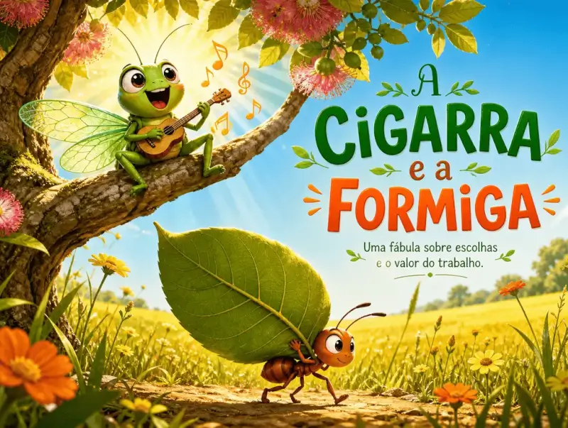Capa da história A Cigarra e a Formiga
