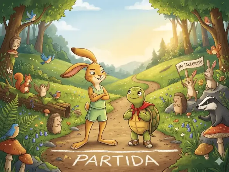 Capa da história A Lebre e a Tartaruga